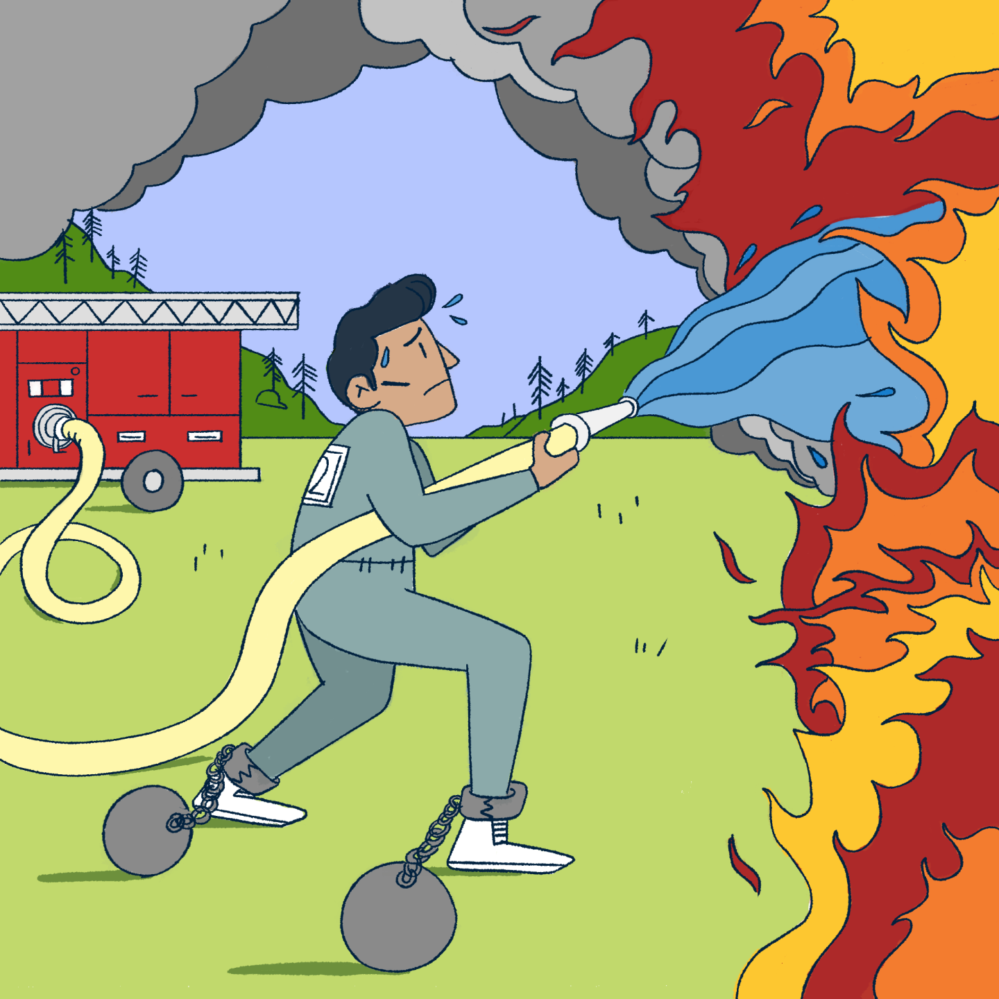 Inmate firefighter illustration